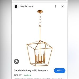 Quorum Home, Gabriel 6ft 17 inch golf leaf foyer pendant ceiling light